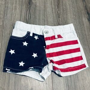 The Children's Place Americana Flag Star & Stripe White Shorts red blue girls 5